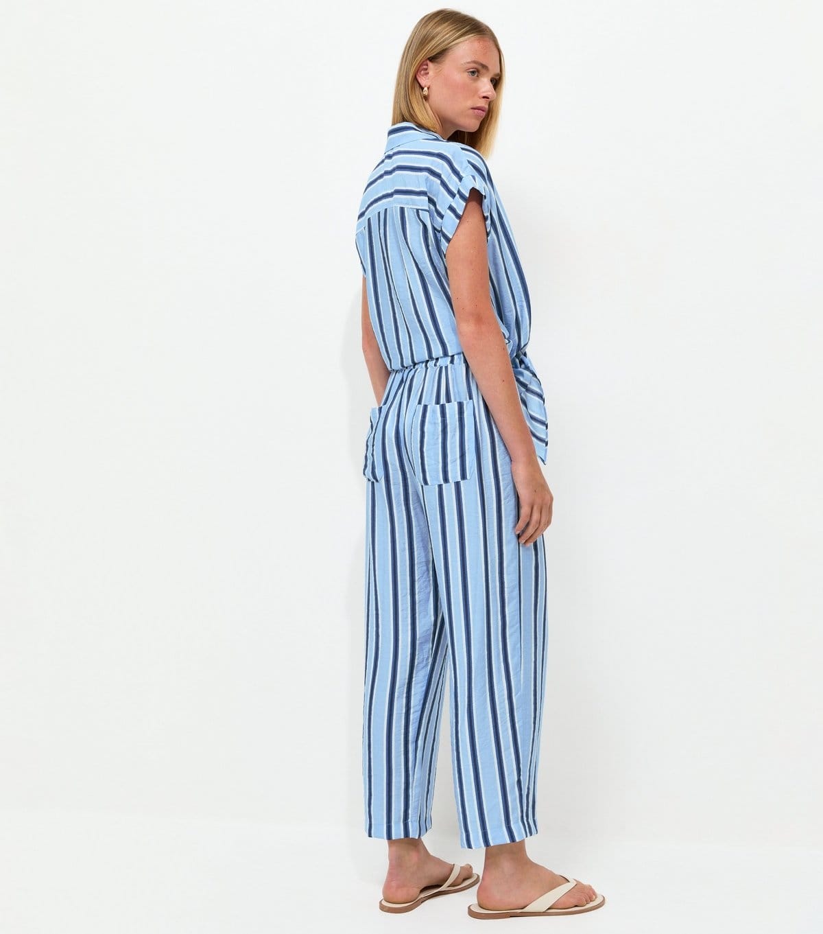 New Look Women's Blue Striped Tapered Trousers New Look - 4
