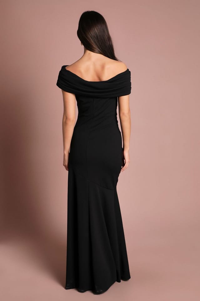 Coast Coast Women's Pleated One Shoulder Bardot Fit & Flare Maxi Dress in Black - 3