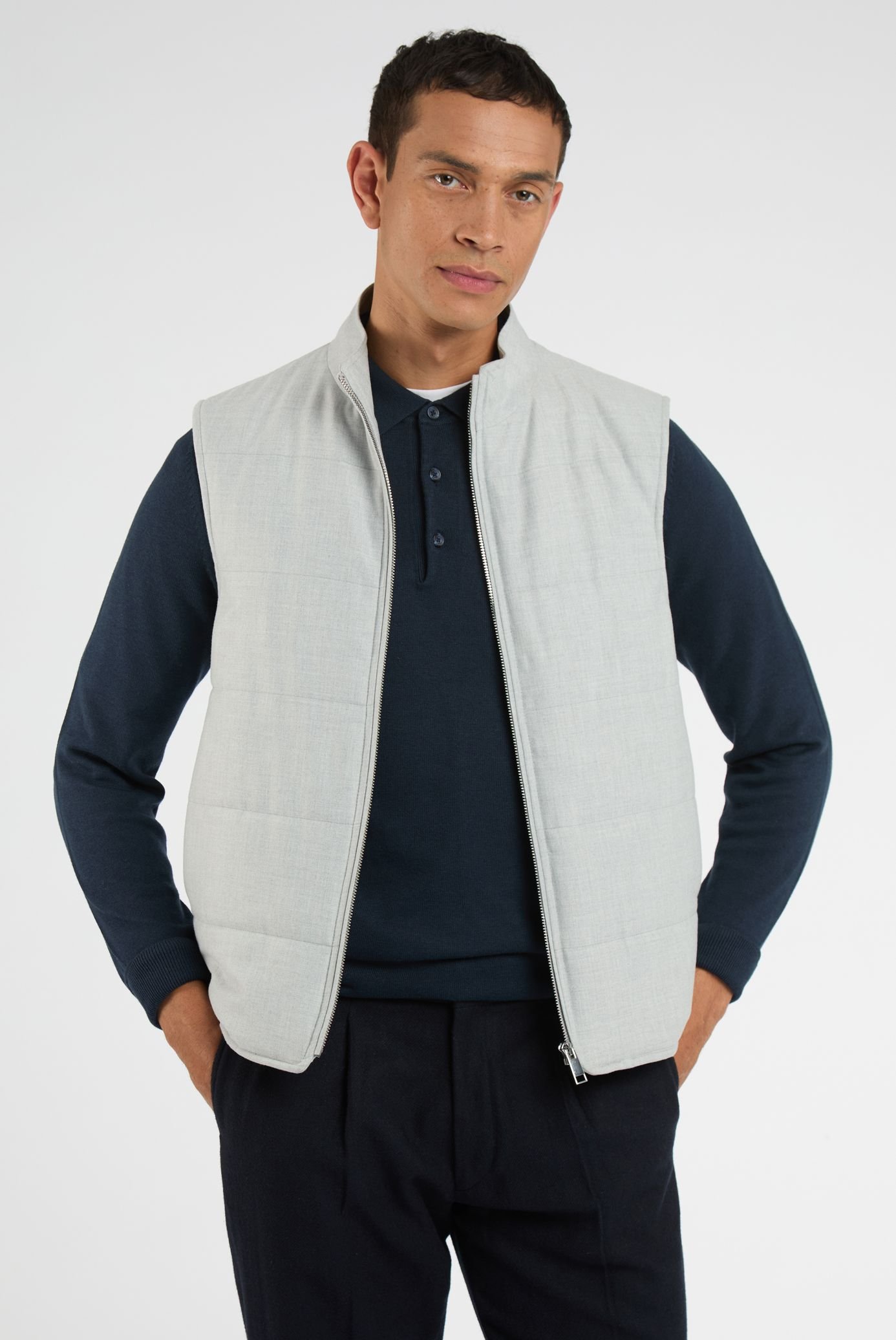 Melka Melka Men's Zip Through Gilet in Grey - 3