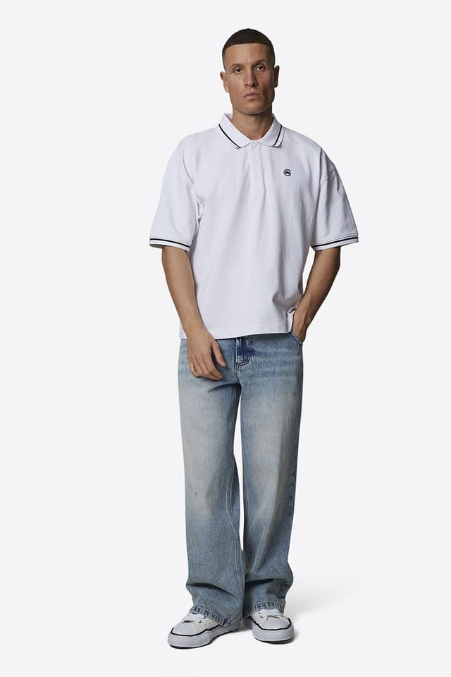 Good For Nothing Good For Nothing Men's Monogram Short Sleeve Polo in White - 3