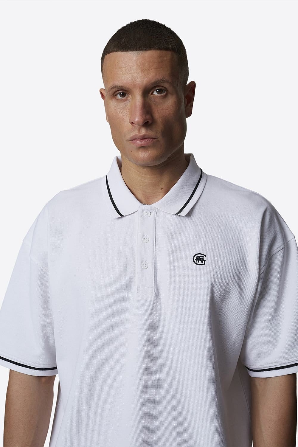 Good For Nothing Good For Nothing Men's Monogram Short Sleeve Polo in White - 4