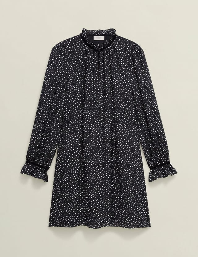 Hobbs London Hobbs London Women's Otilla Ruffled High-Neck Mini Dress in Black - 2