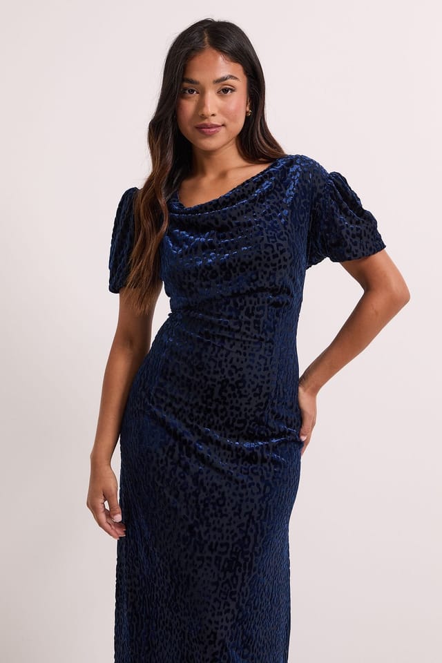 Dorothy Perkins Dorothy Perkins Women's Petite DP Luxe Cowl Neck Puff Sleeve Midi Dress in Leopard - 2