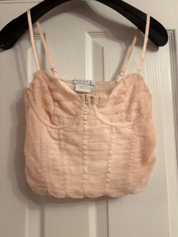 Stradivarius Stradivarius plunge corset bridgerton top pink 8-10 small same day post