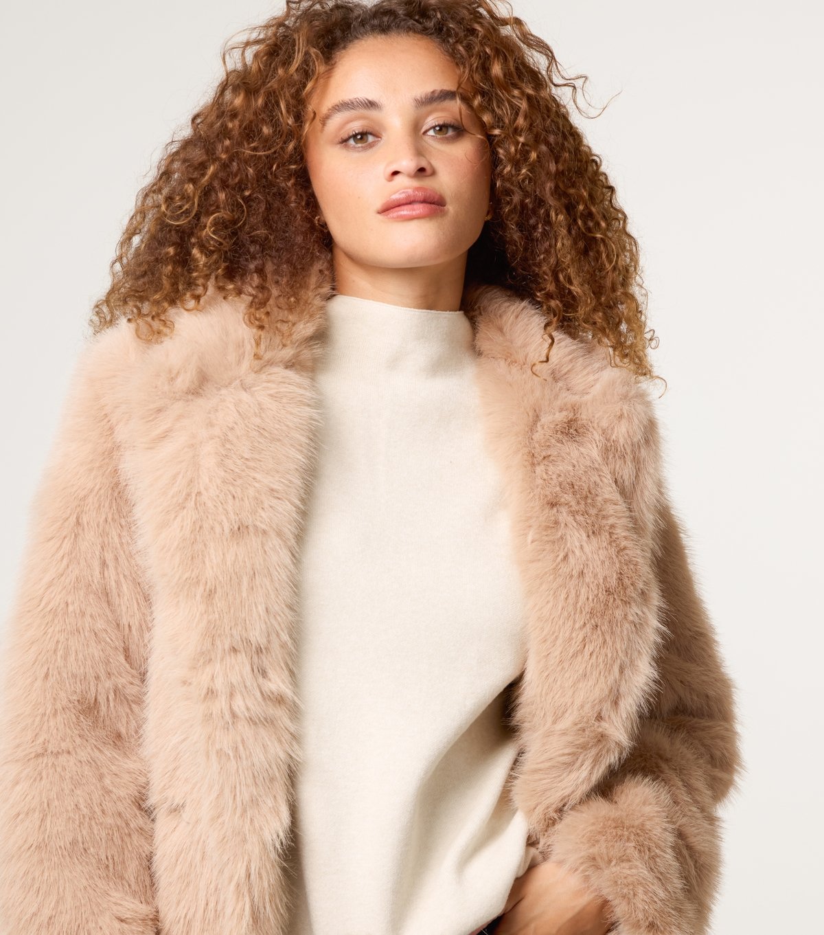 Blue Vanilla Women's Brown Long Fluffy Coat Blue Vanilla New Look - 2