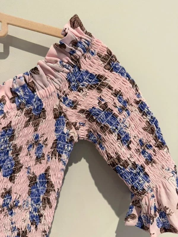 Topshop Topshop petite pink floral off shoulder midi dress