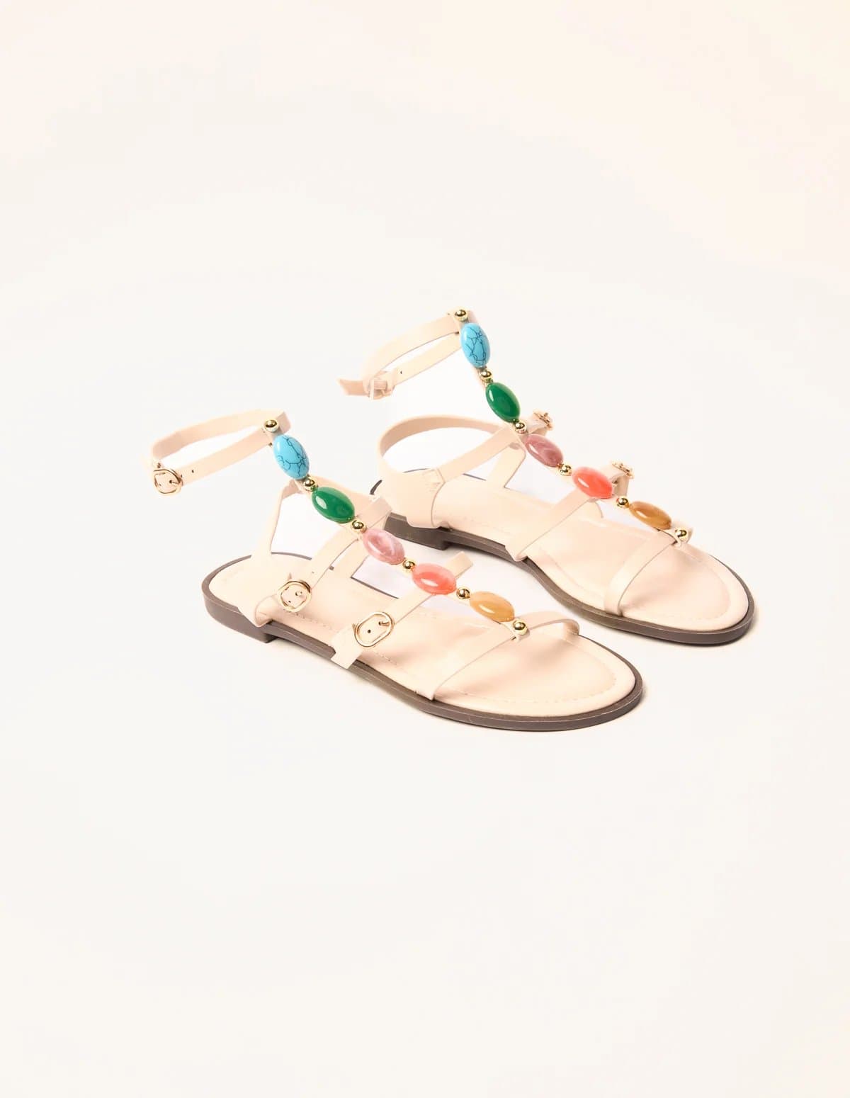 Blue Vanilla Beaded Gladiator Flat Sandals