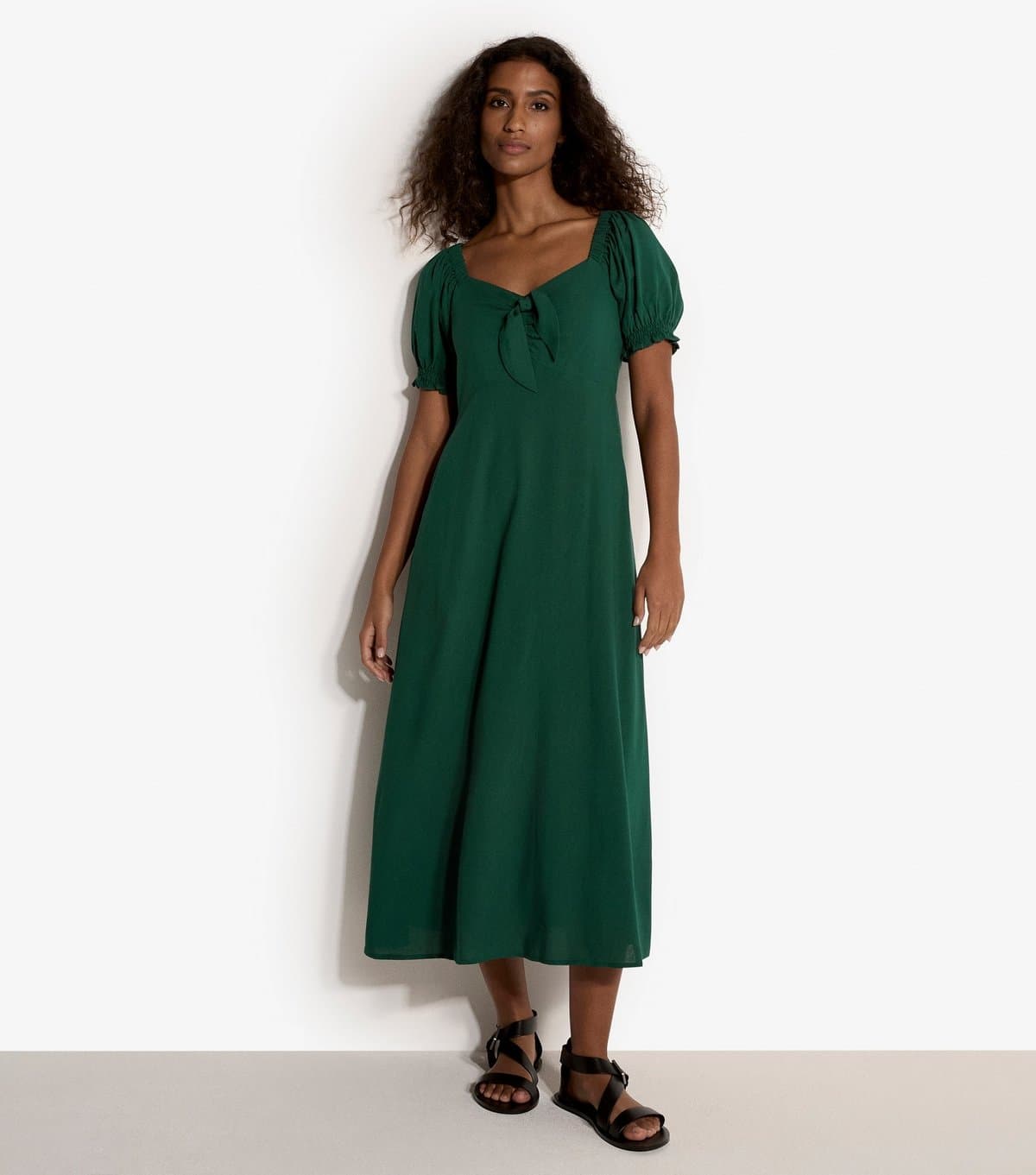 Apricot Women's Dark Green Tie Detail Midaxi Dress Apricot New Look