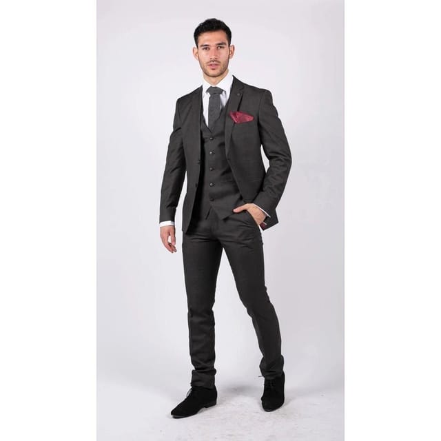 Paul Andrew Paul Andrew Men's Charles 3 Piece Plain Suit in Charcoal - 3