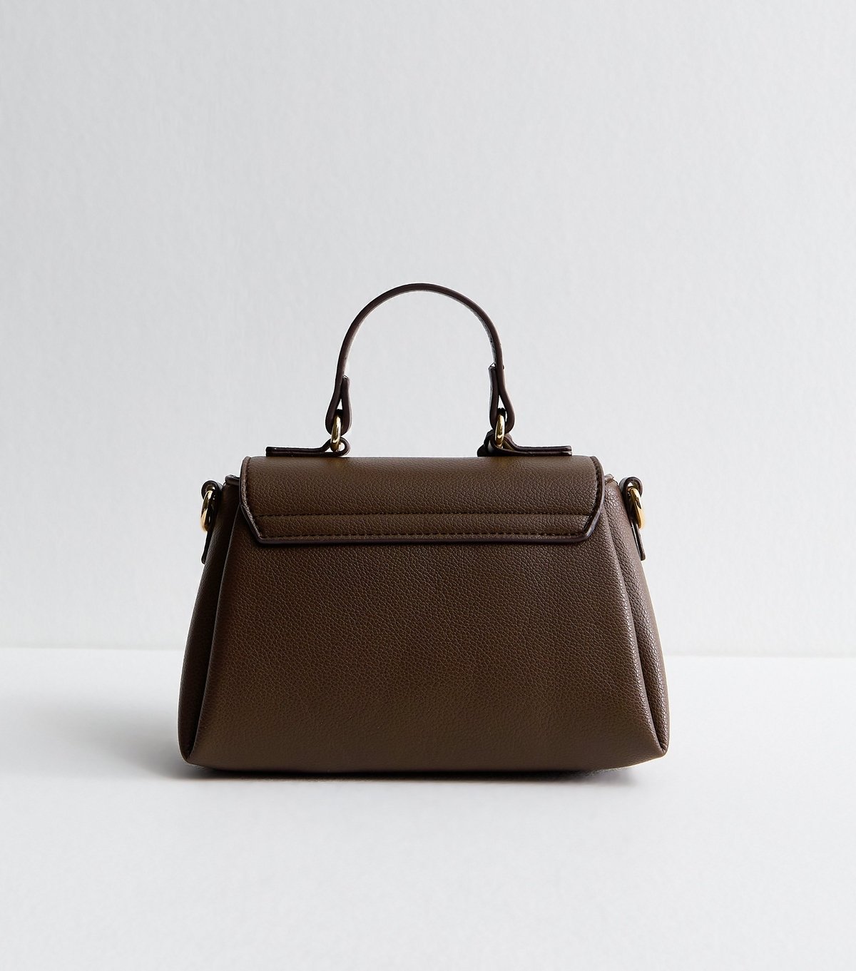 New Look Dark Brown Mini Faux Leather Turn Lock Crossbody Bag Vegan New Look - 4