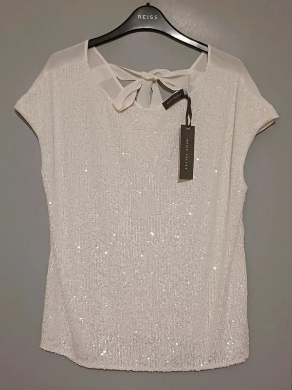 Mint Velvet Mint Velvet Bow Neck Sequin Top RRP £89 - size 14