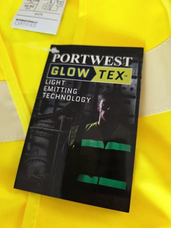 PORTWEST 5 x Portwest G470 GlowTex hi viz vests size L/XL