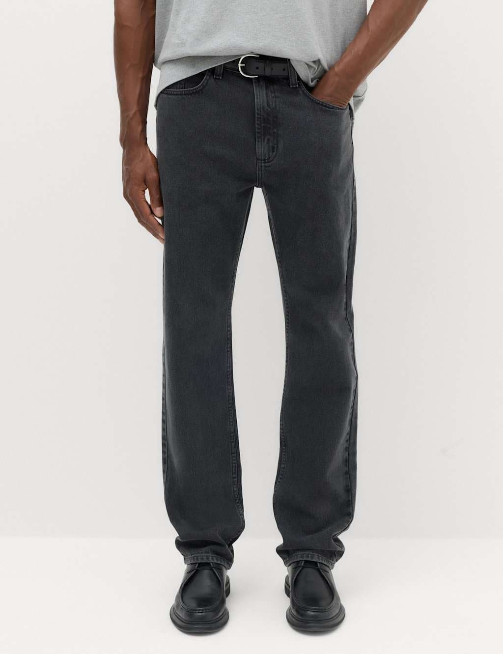 Marks & Spencer M&S Straight Fit Pure Cotton Value Jeans Dark Grey