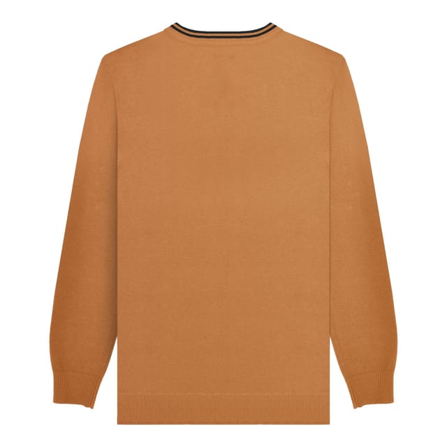 Lambretta Lambretta Men's Knitted Tipped Jumper in Dark Brown - 2