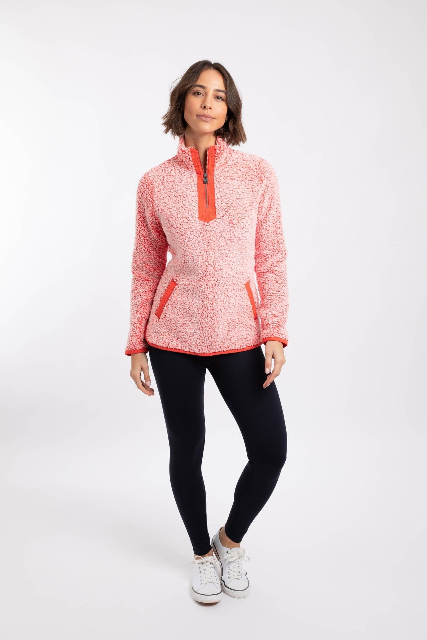 Weird Fish Weird Fish Women's Madi Cosy 1/4 Zip Fleece in Coral - 4