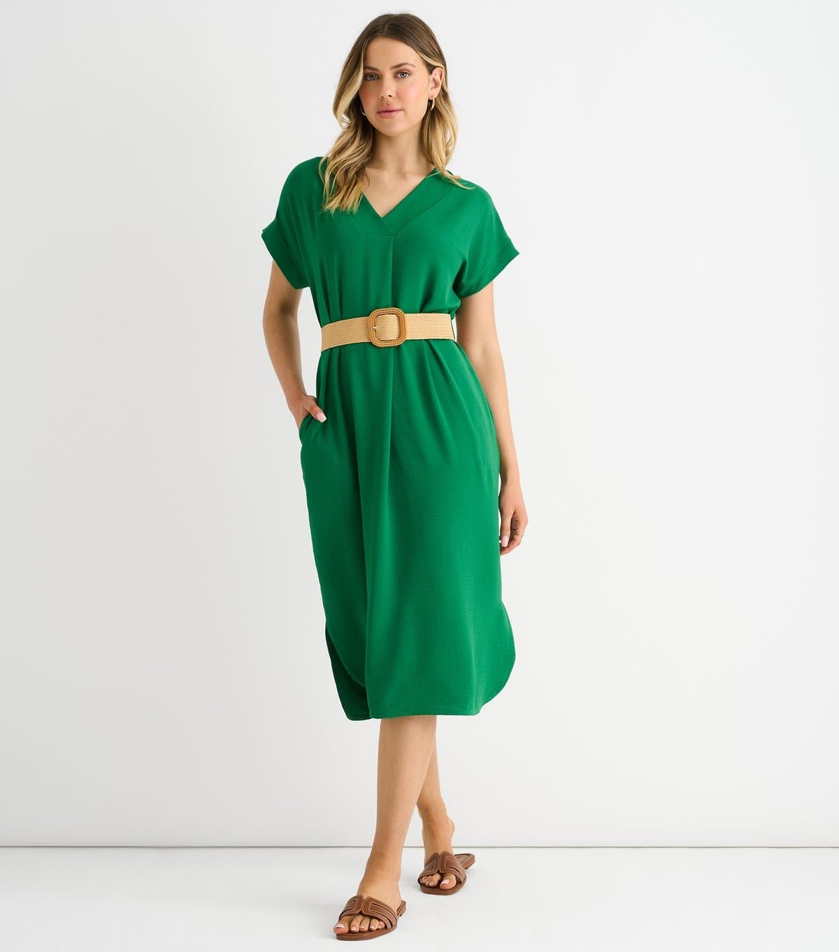 Gini London Women's Green Oversized Midi Dress Gini London New Look