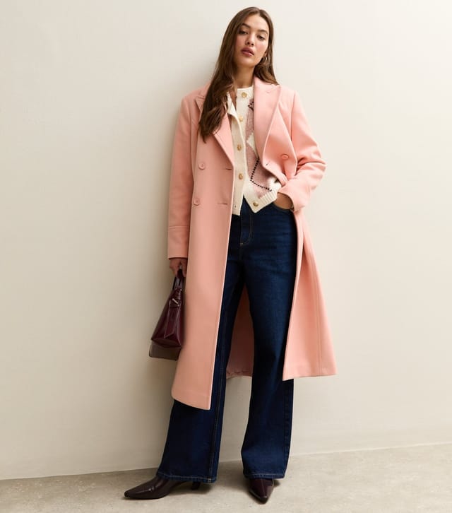 New Look Women's Pale Pink Double Breasted Midi Coat New Look - 2