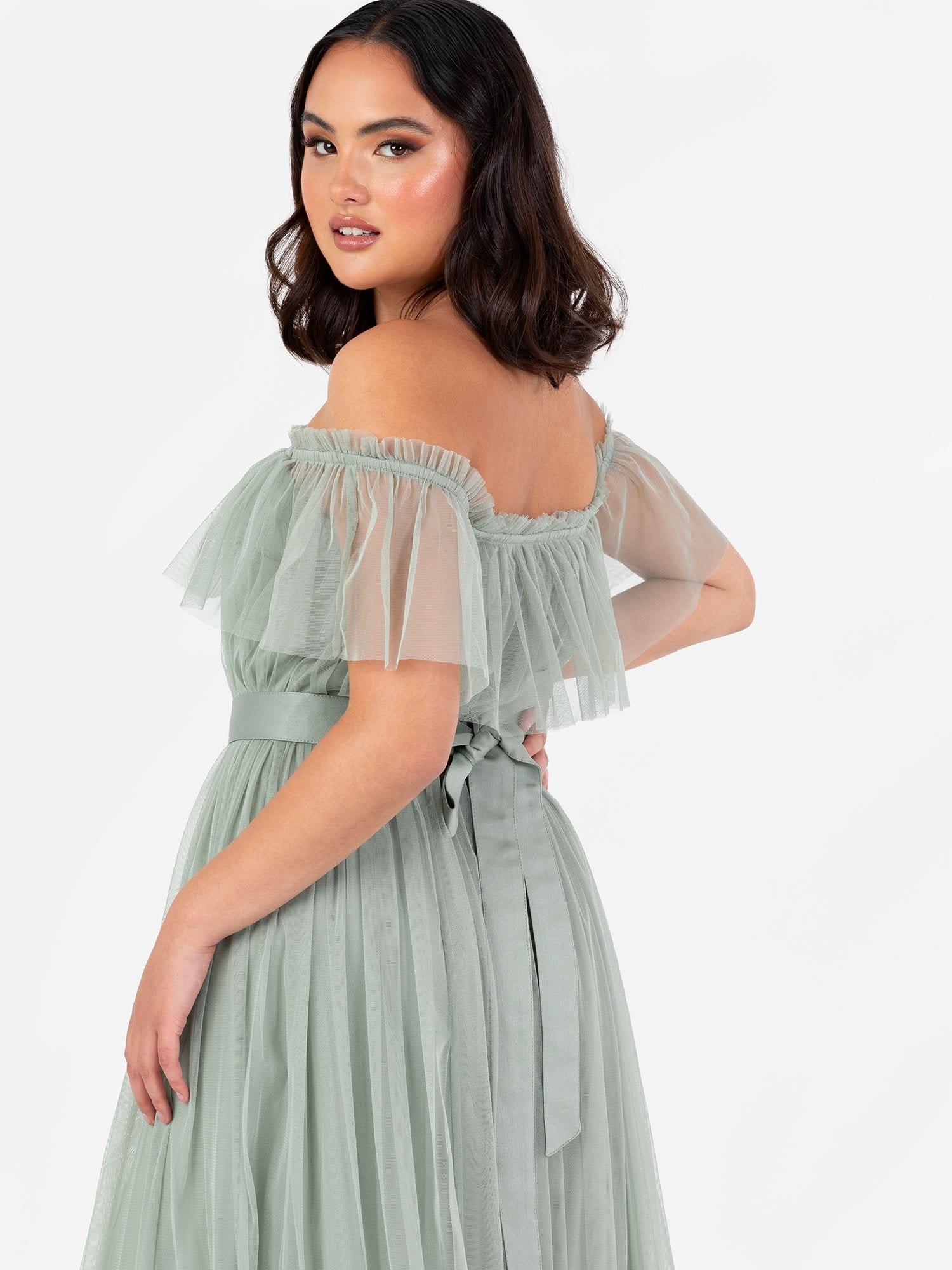 Anaya with Love Anaya with Love Women's Bardot Maxi Dress in Green - 4