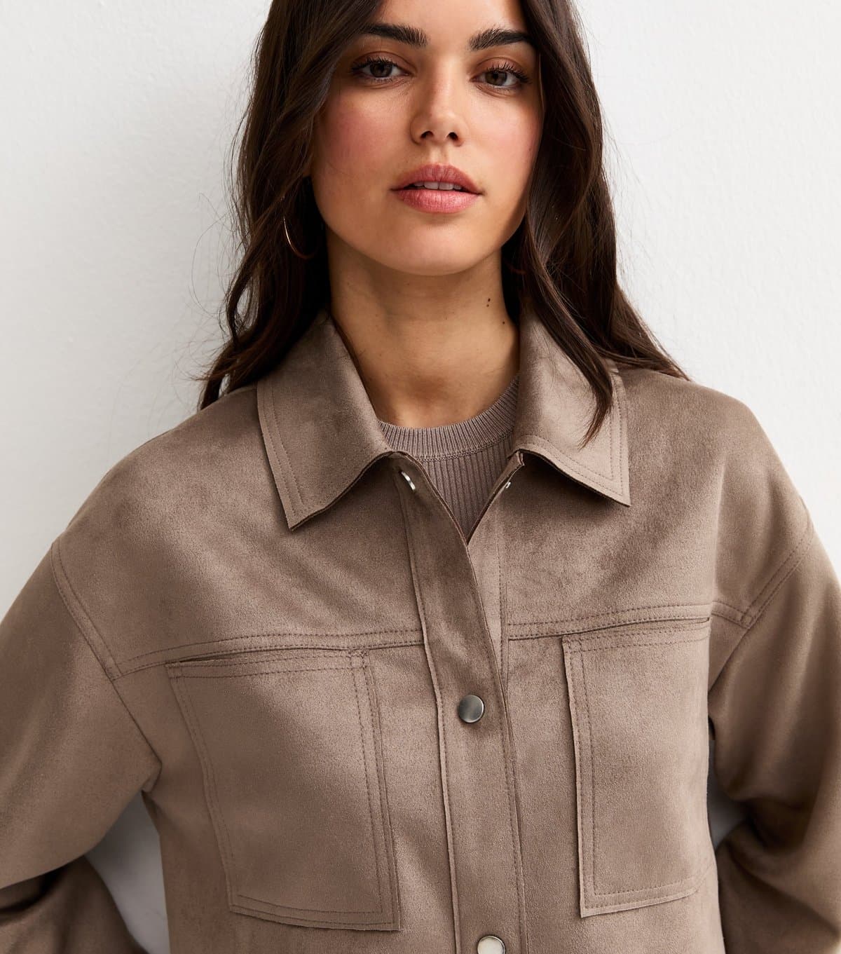 New Look Women's Mink Faux Suede Boxy Shacket New Look