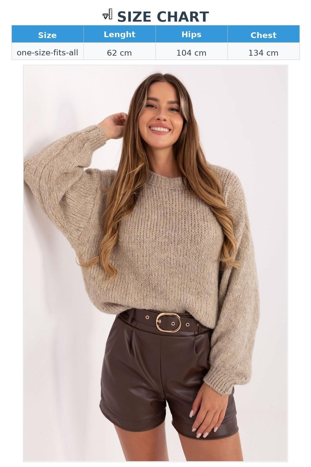 Love Lace Love Lace Women's Moda Casual Puffy Sleeve Sweater in Beige - 4