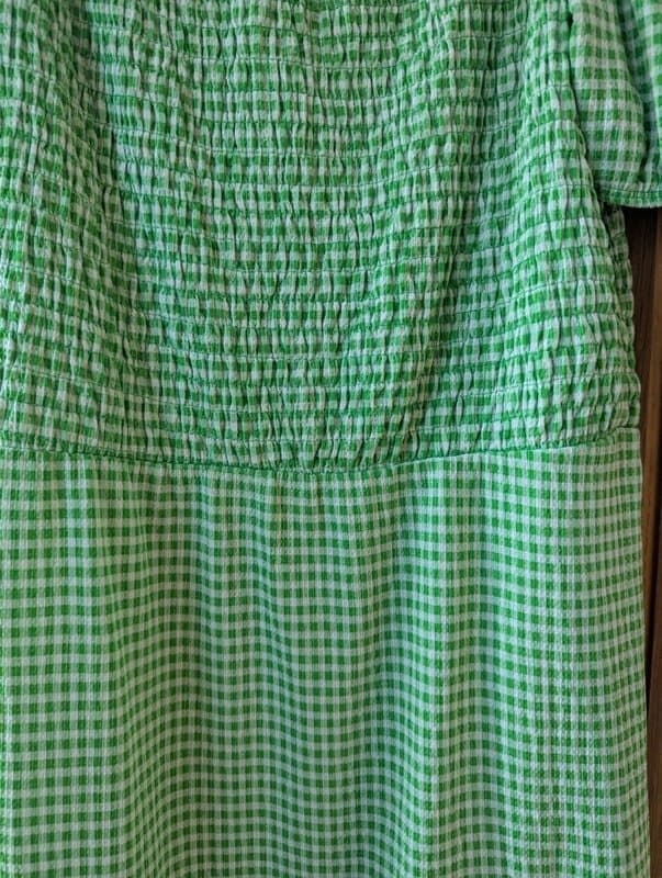 Topshop Topshop Bright Green Gingham Dress UK 14, Shirred Check Dress