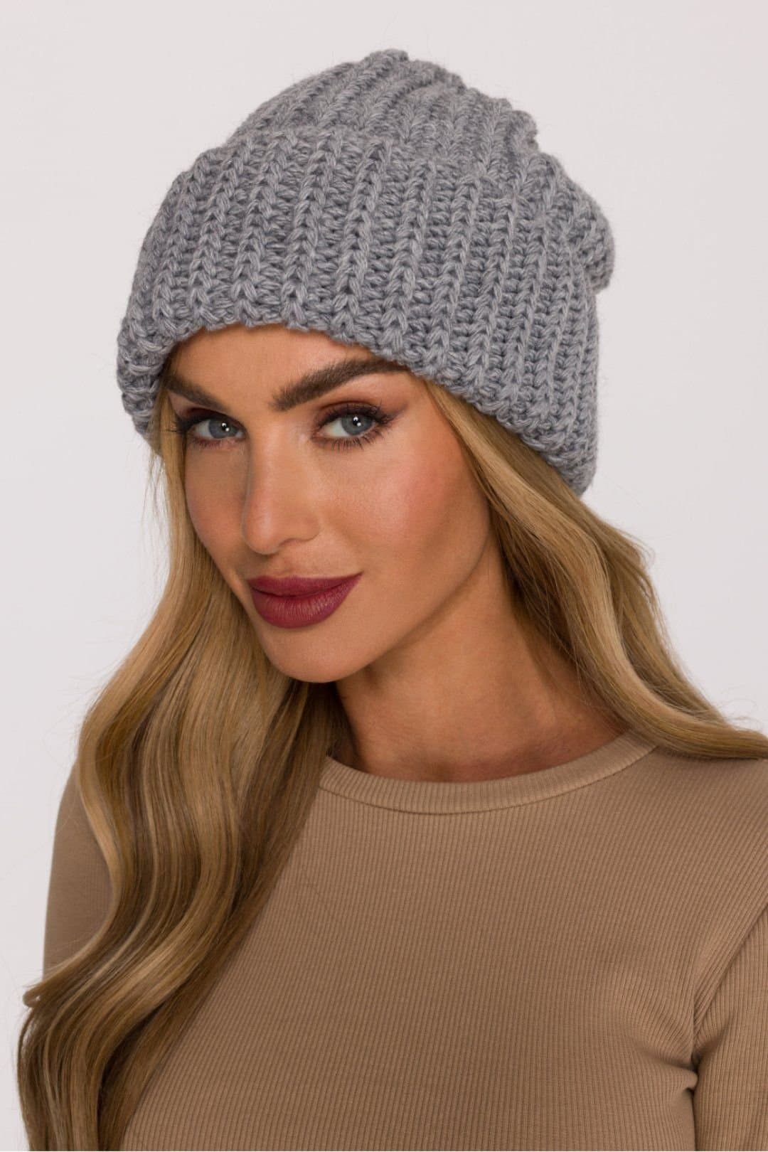 Love Lace Love Lace Grey Rib Knit Beanie Hat
