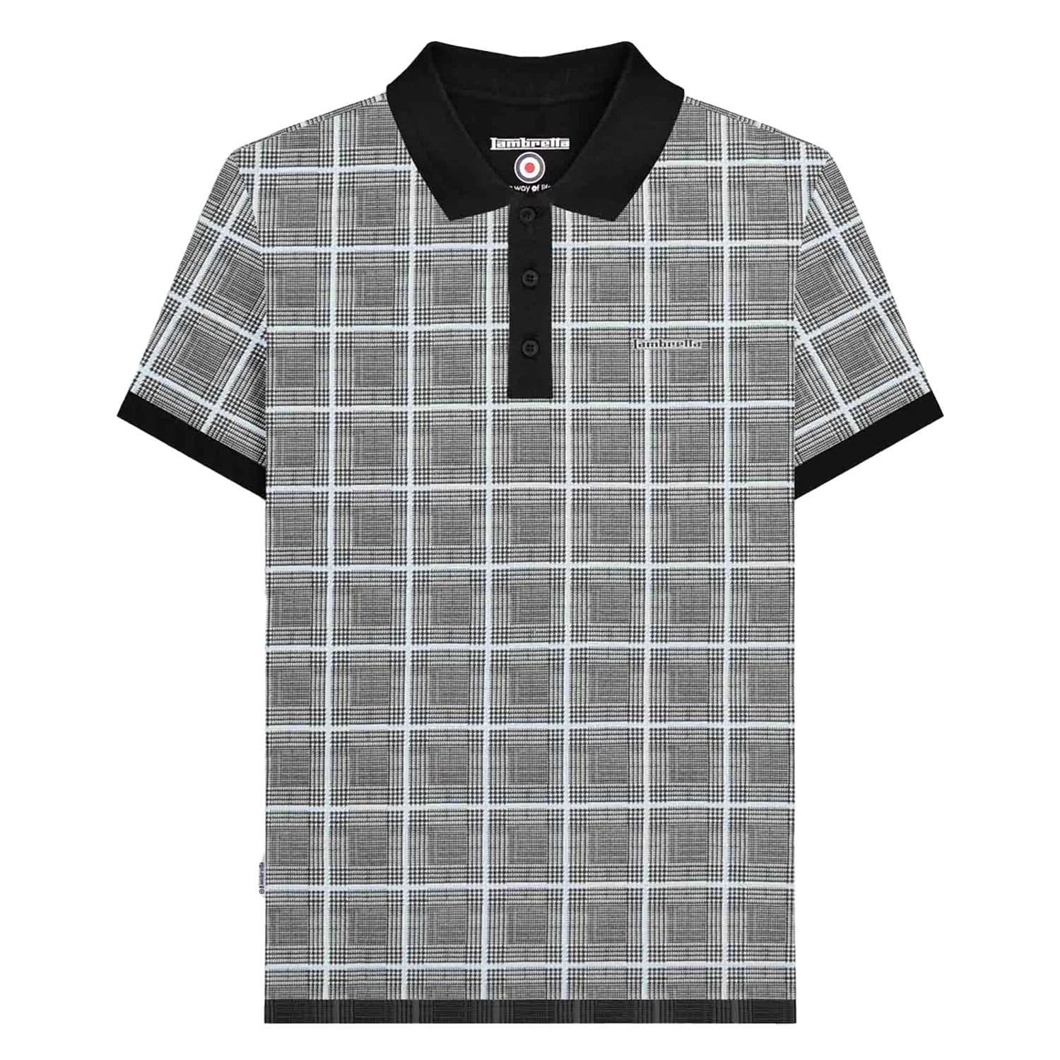 Lambretta Lambretta Men's SS25 Prince Of Wales Check Big & Tall Polo Shirt in White