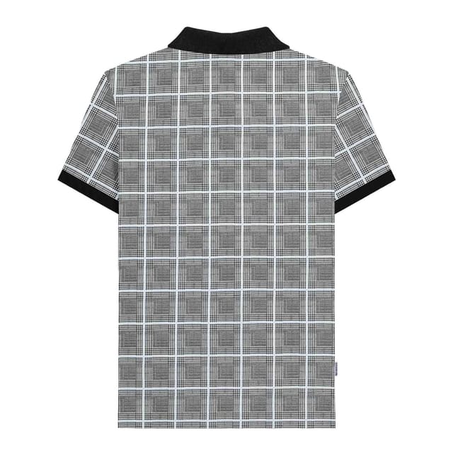Lambretta Lambretta Men's SS25 Prince Of Wales Check Big & Tall Polo Shirt in White - 2