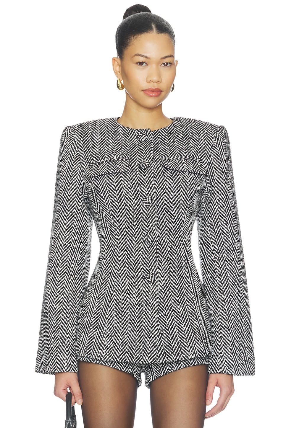 revolve Suiting Herringbone Sculpt Blazer