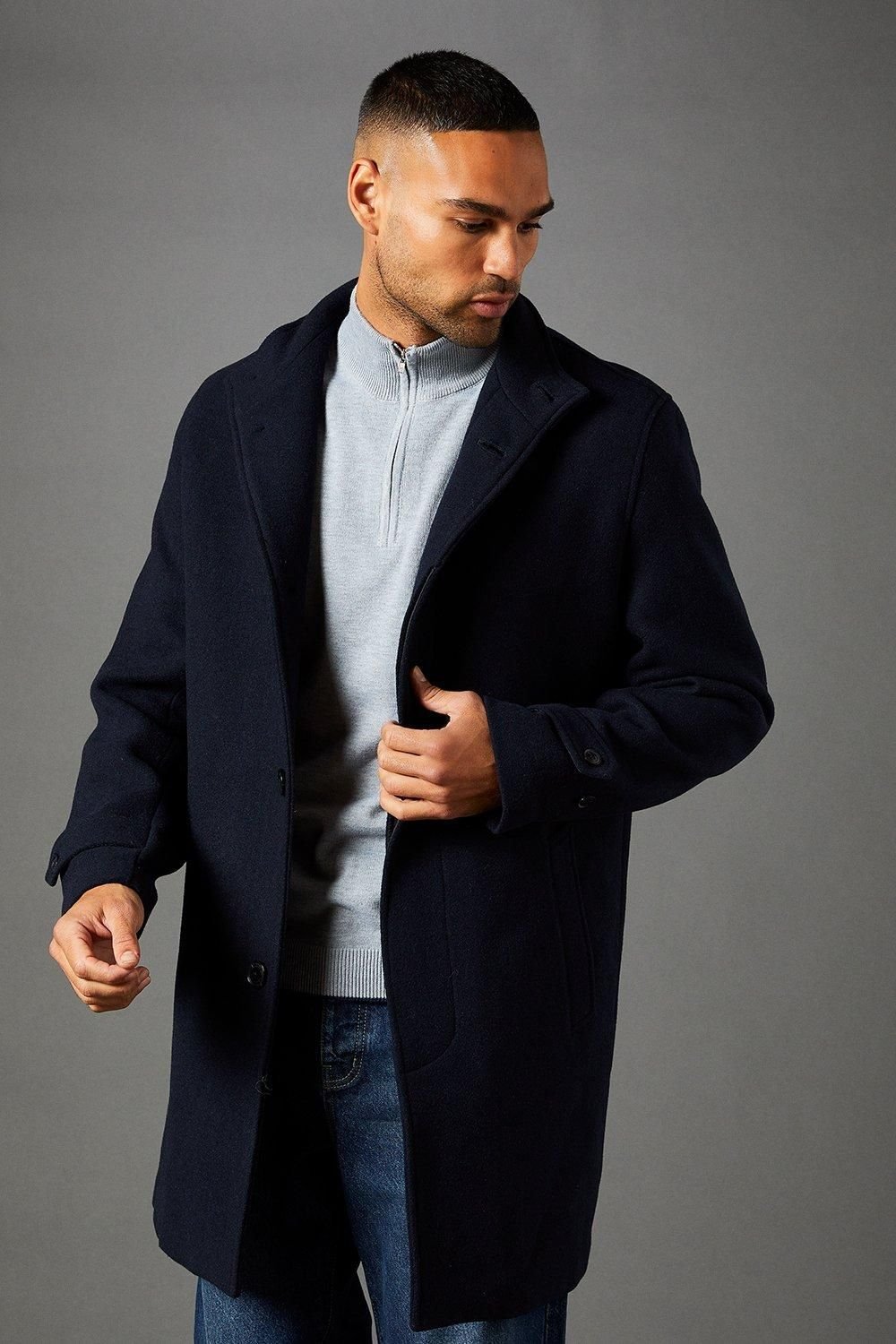 Burton Burton Men's Navy Signature Funnel Neck Wool Blend Coat - 2