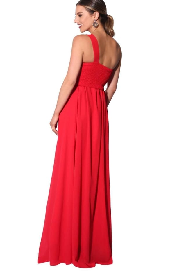 KRISP KRISP Women's One Shoulder Evening Maxi Dress in Red - 2
