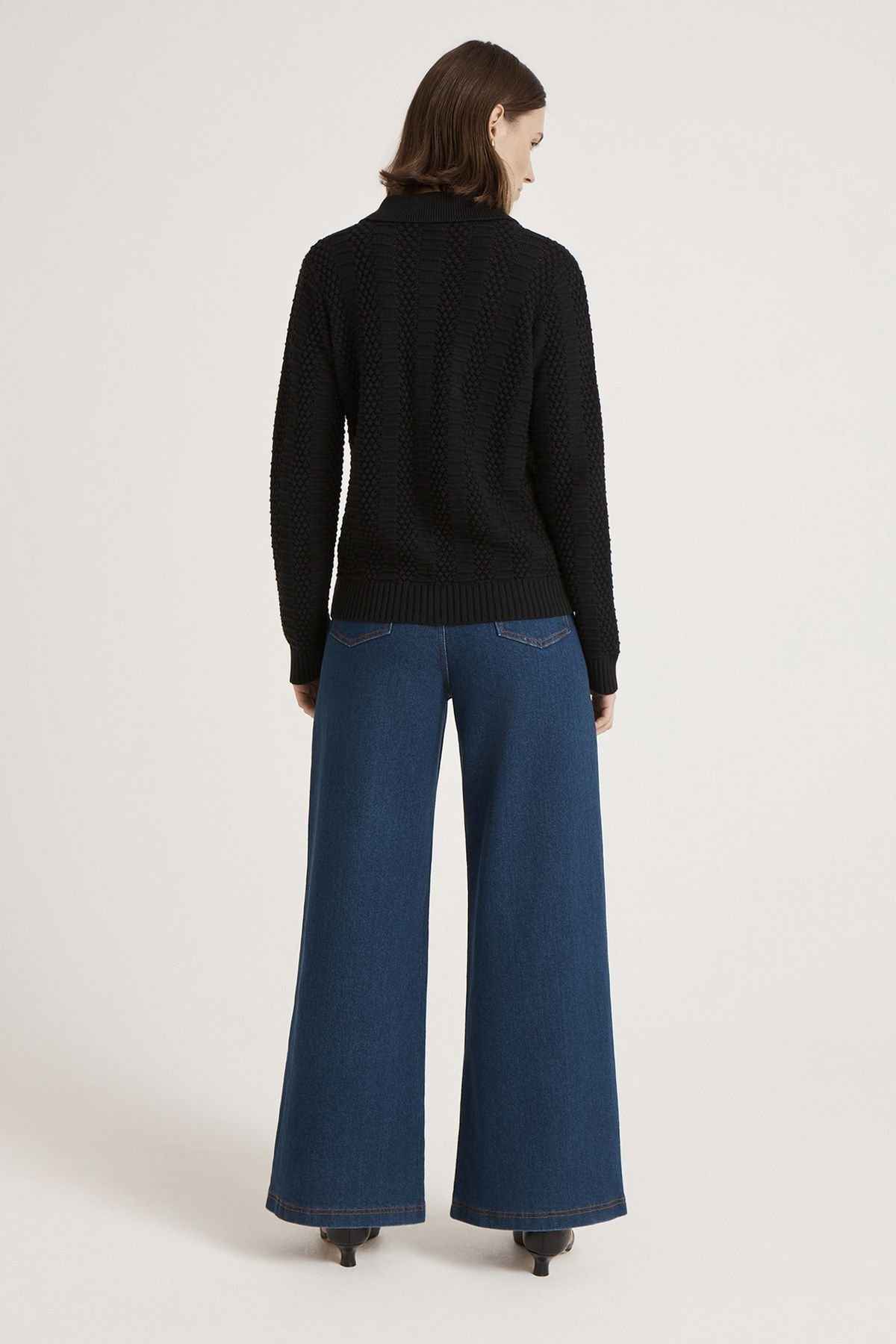 Finery London Finery London Women's Emlyn Cotton Knitted Collared Cardigan in Black - 3