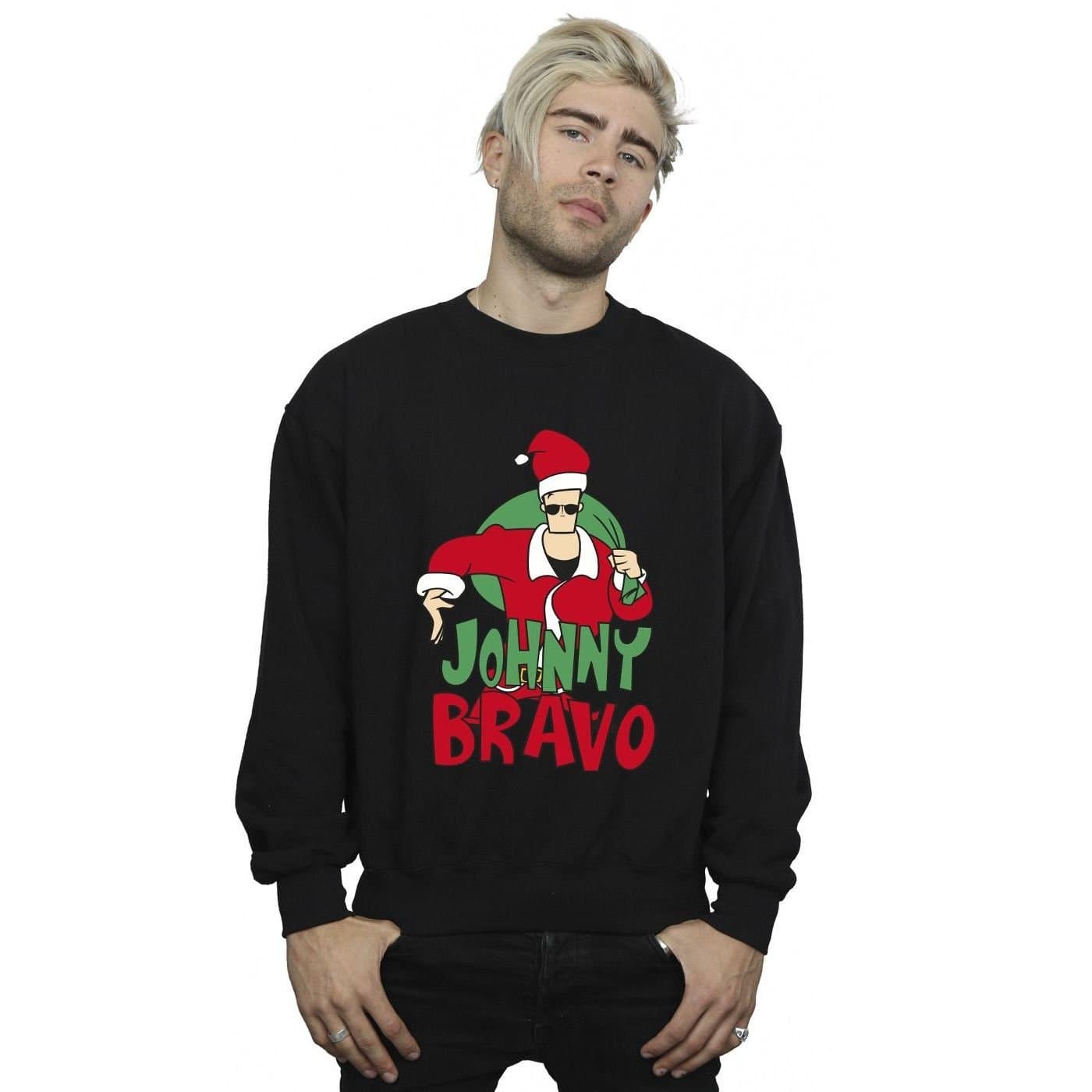 Johnny Bravo Johnny Bravo Men's Johnny Christmas Sweatshirt in Black