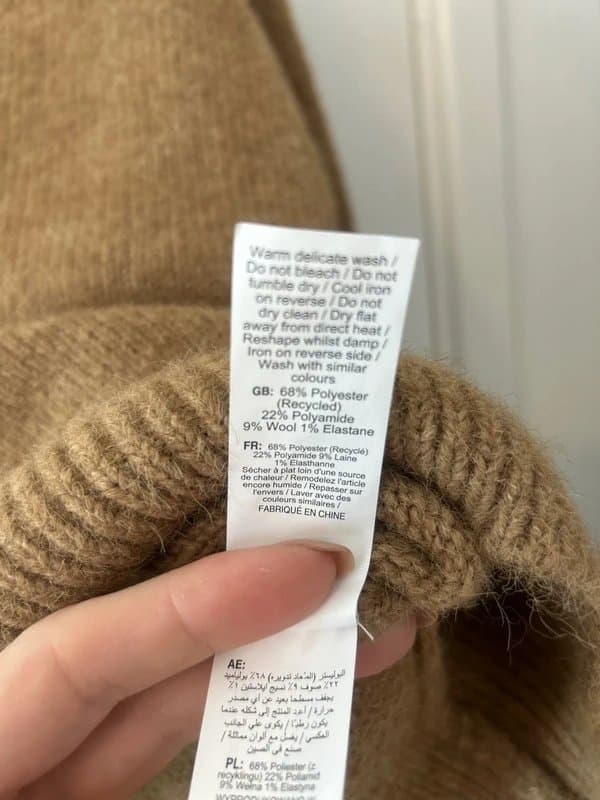 New Look Never Worn Beige Blanket Stitch Wool Collar Polo in Tan