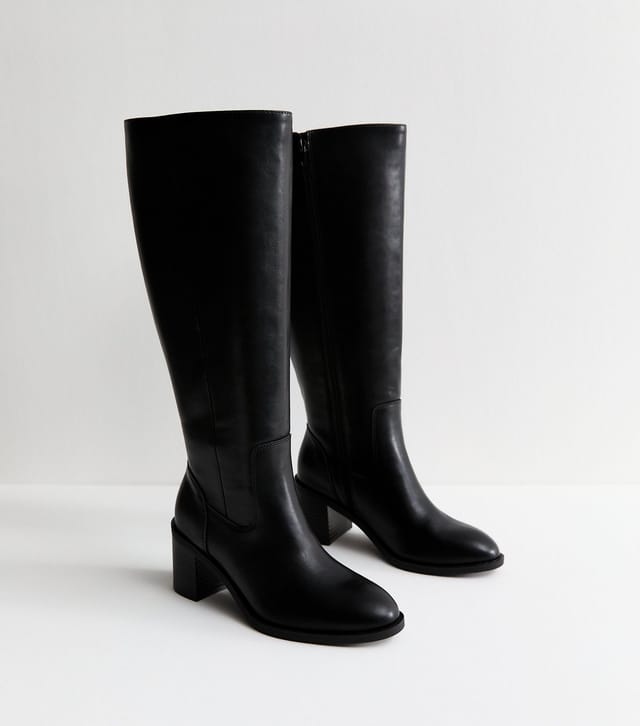 New Look Women's Extra Calf Fit Wide Fit Black Faux Leather Knee High Boots New Look - 3