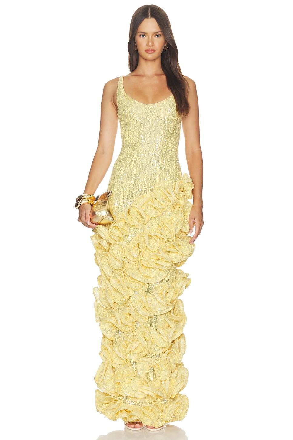 revolve Lara Crochet Ruffle Midi Dress
