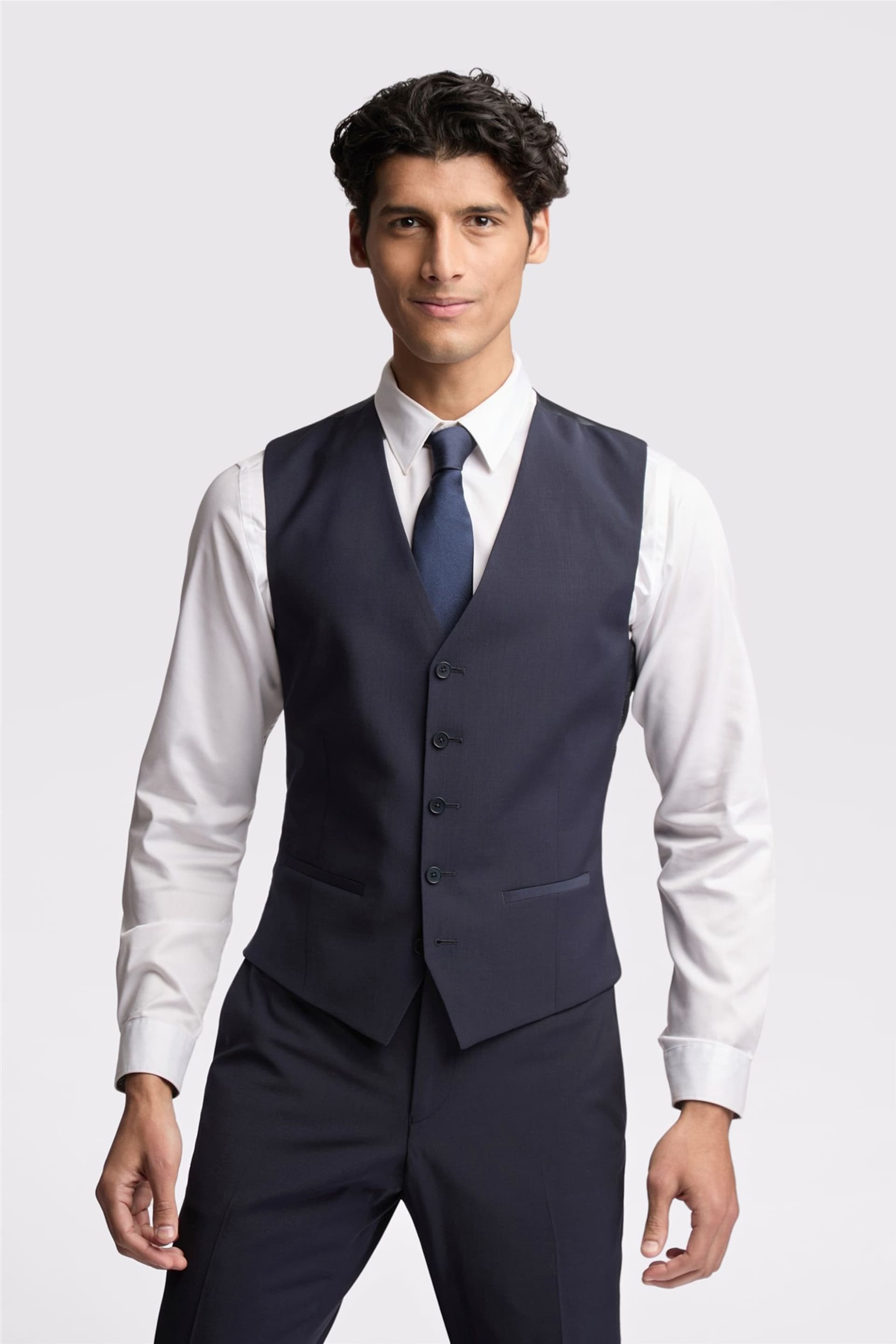 Ted Baker Ted Baker Men's Single Breasted Five Button Slim Fit Waistcoat in Dark Blue
