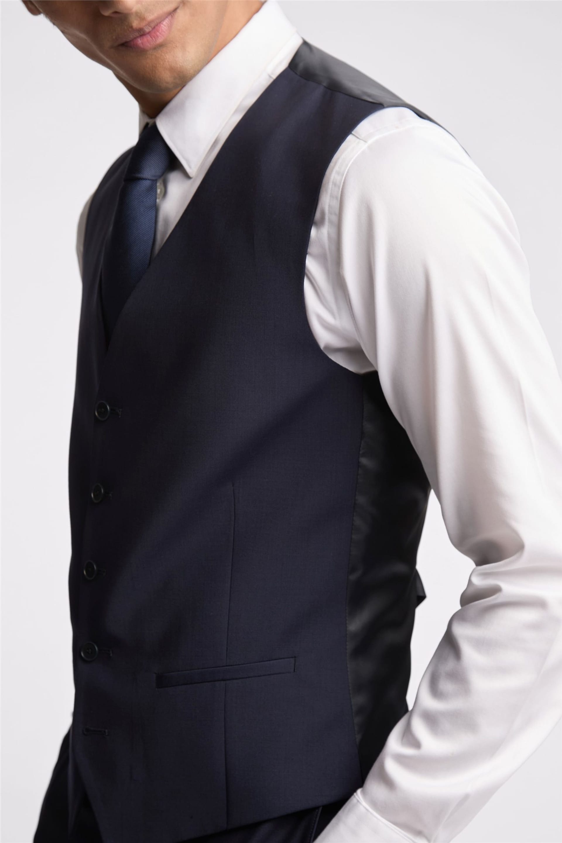Ted Baker Ted Baker Men's Single Breasted Five Button Slim Fit Waistcoat in Dark Blue - 4