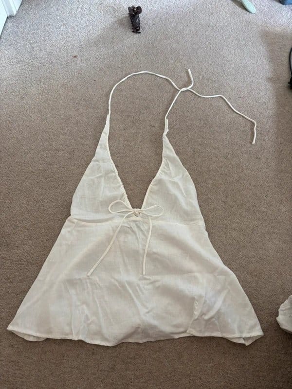 Bershka White Linen Halter Top