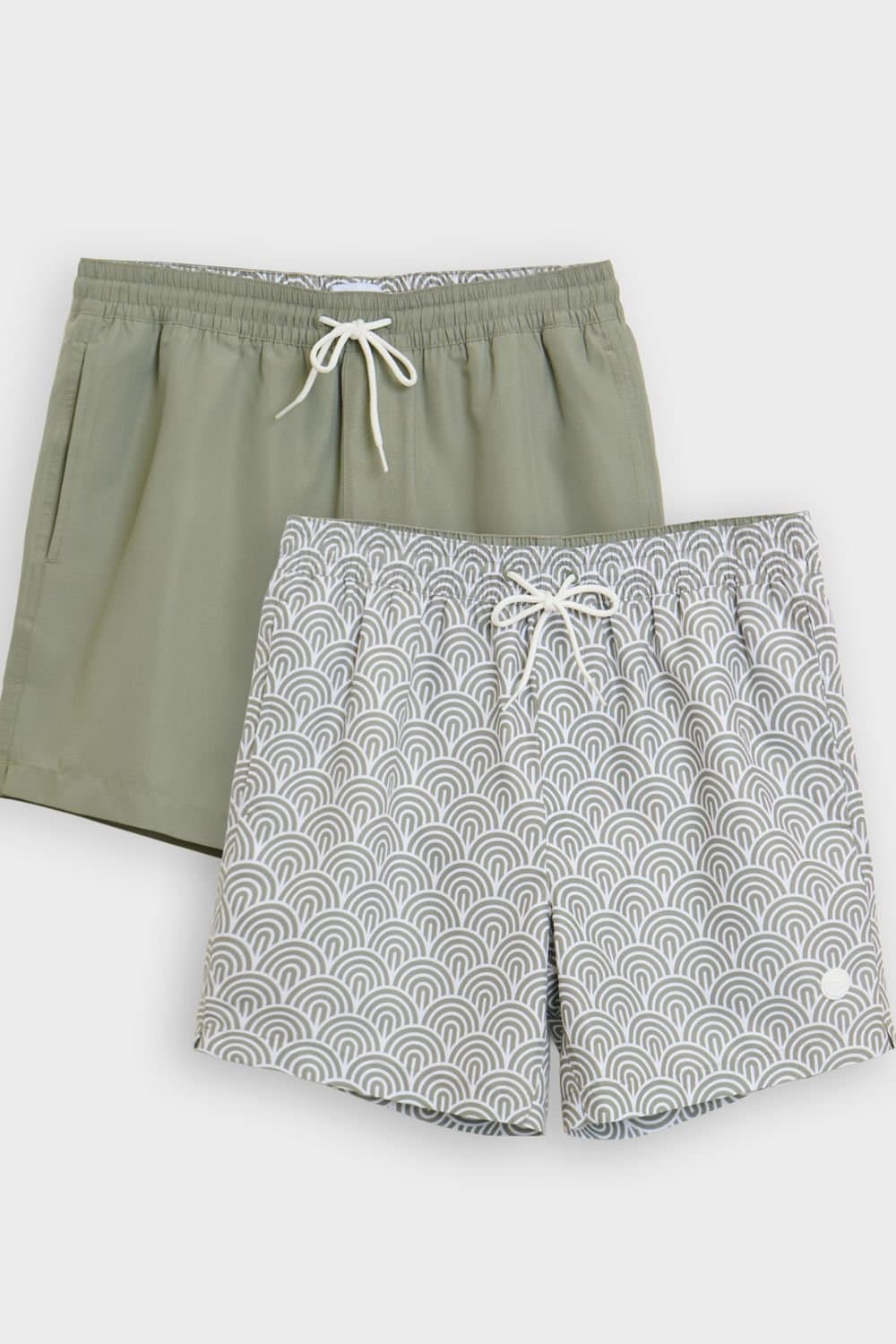 Threadbare Threadbare Men's 2-Pack Geo Arch Print Quick Dry Swim Shorts in Pale Green