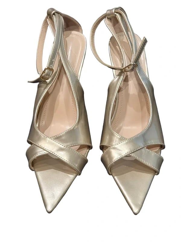 Cuccoo Gold Heeled Sandals UK 5 EU 38 Strappy Pointed Toe Heels