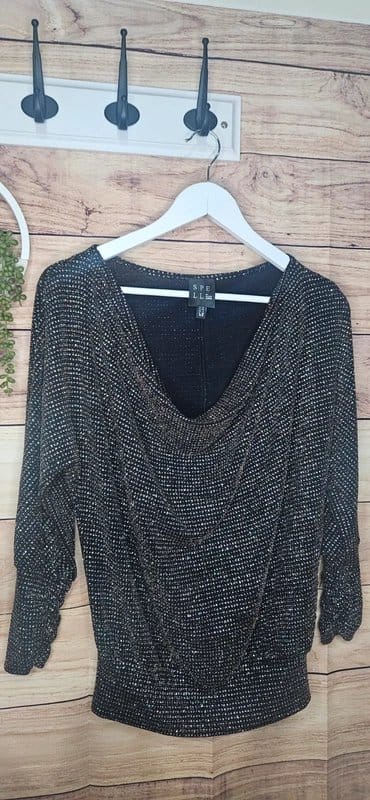 Spell Black Sequin Crop Top Size 6