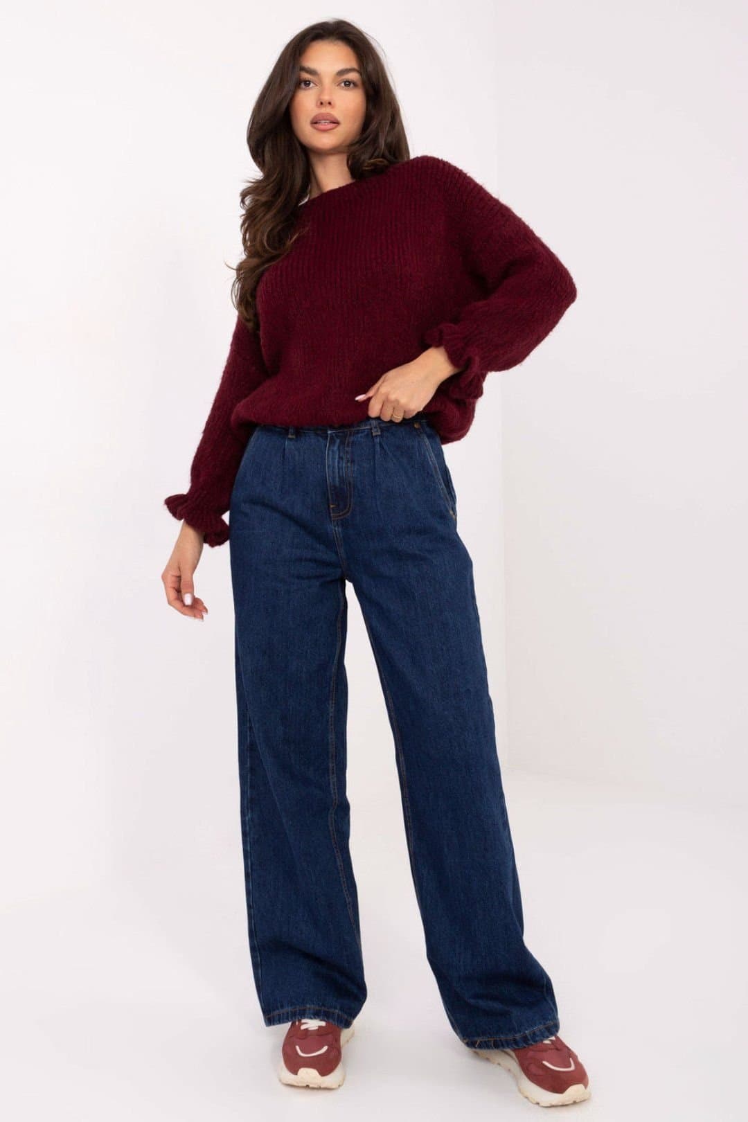 Love Lace Love Lace Dark Denim High Waist Wide Leg Jeans in Blue