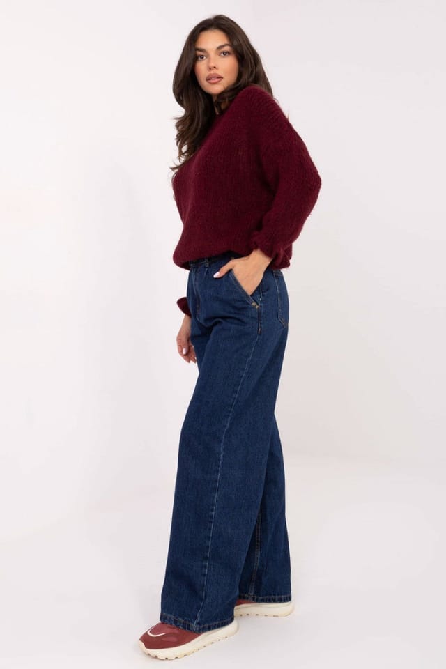 Love Lace Love Lace Women's High Waist Wide Leg Dark Denim Jeans in Blue - 2