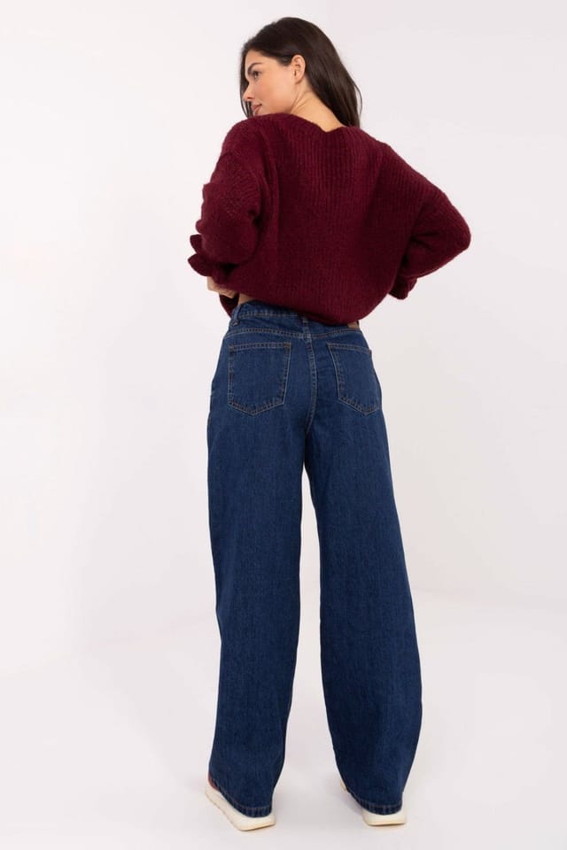 Love Lace Love Lace Women's High Waist Wide Leg Dark Denim Jeans in Blue - 3