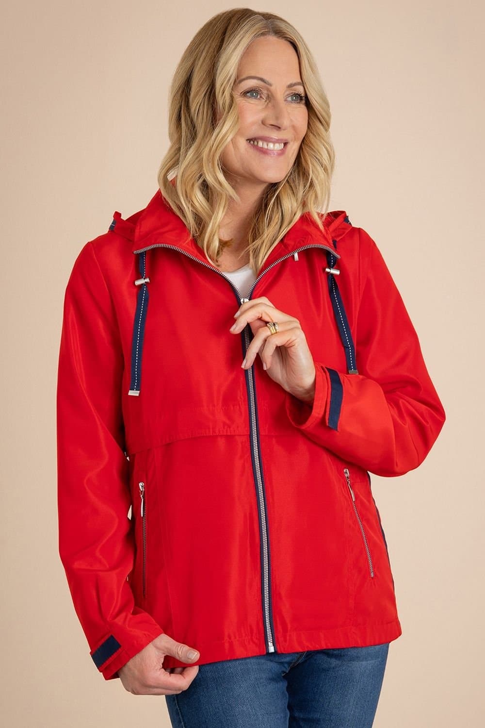 Anna Rose Anna Rose Red Lightweight Hooded Jacket