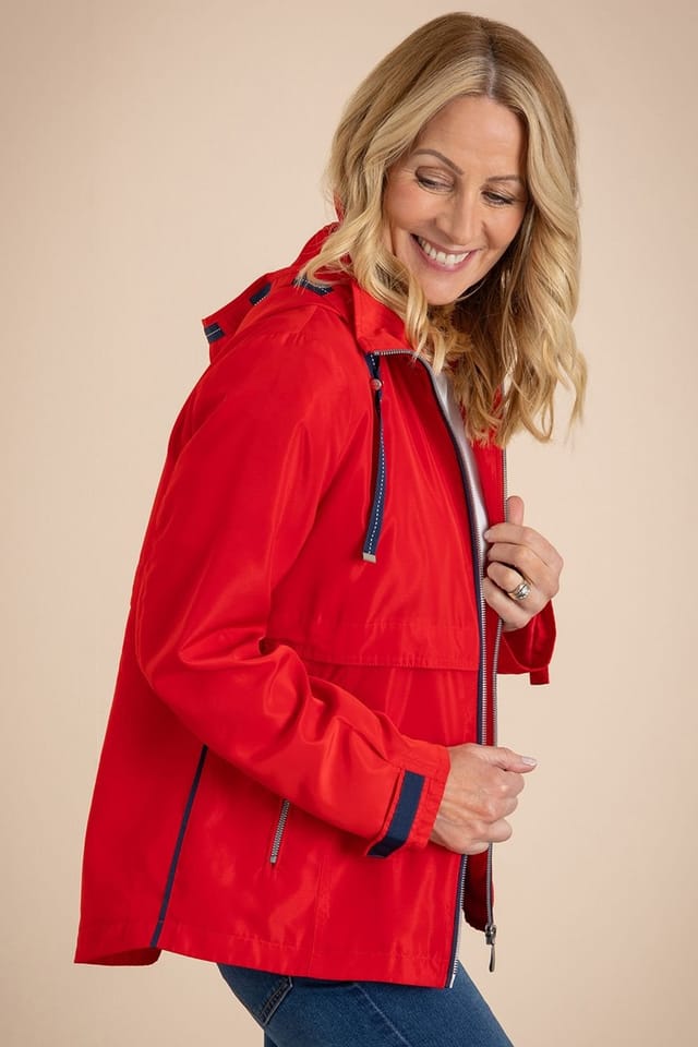 Anna Rose Anna Rose Women's Lightweight Hooded Jacket in Red - 2