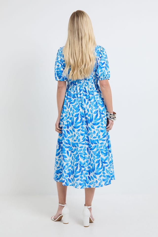 Wallis Wallis Women's Petite Floral Ruched Midi Dress in Blue - 3