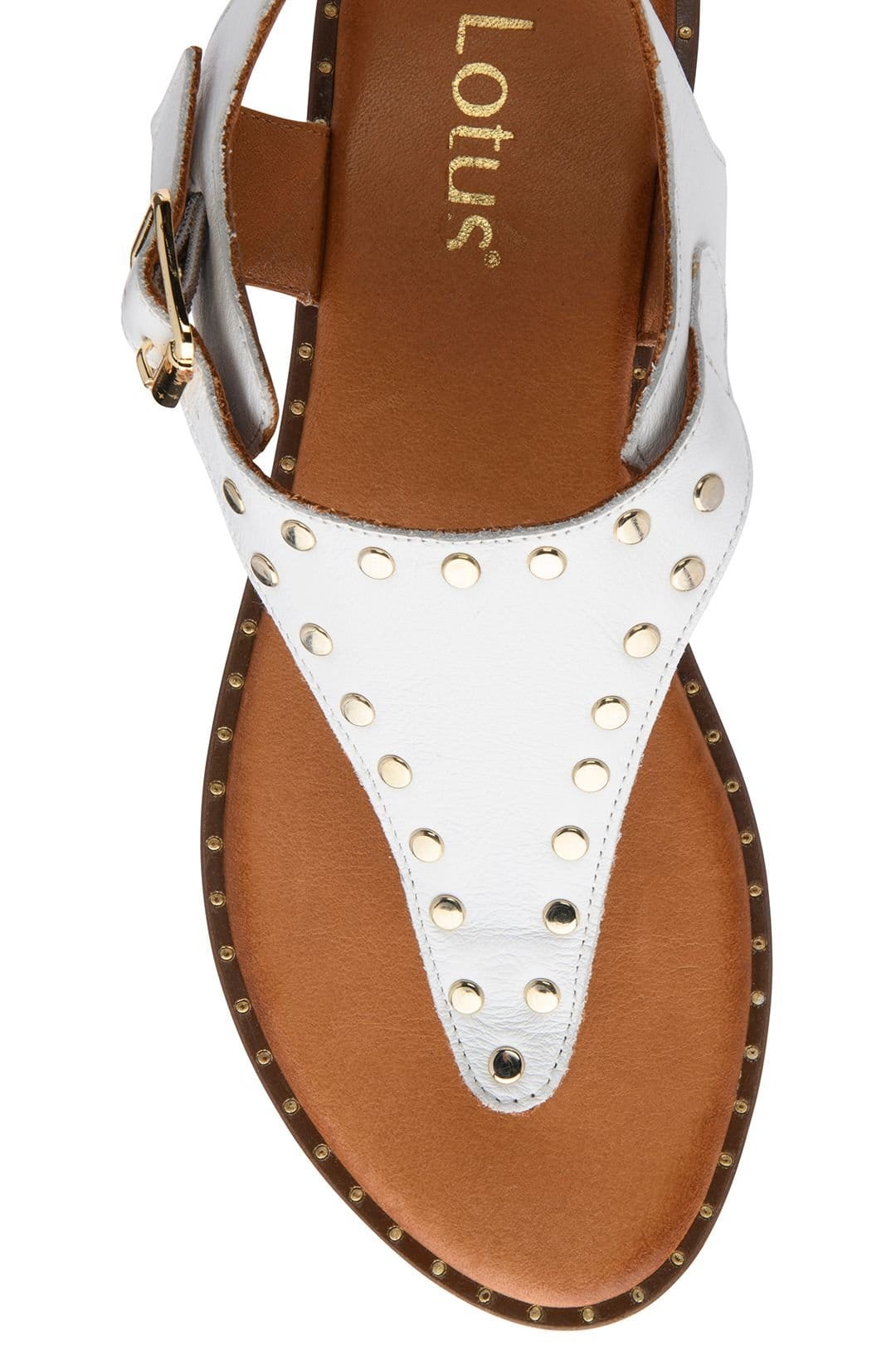 Lotus Lotus Women's 'Juanita' Leather Toe-Post Sandals in White - 4