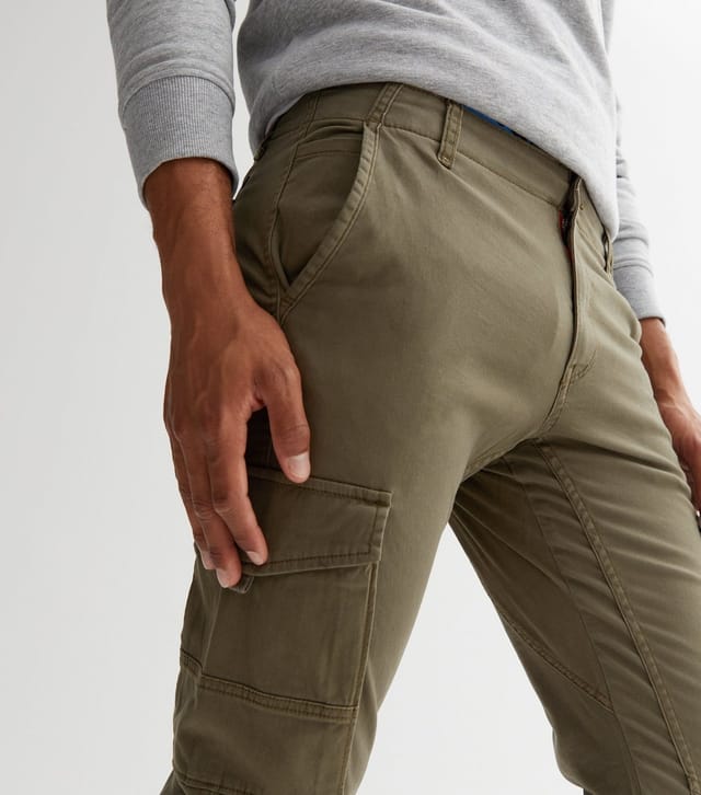 jack & jones Men's Khaki Tapered Leg Patch Pocket Cargo Trousers Jack & Jones New Look - 3